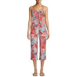Women’s Strapless Tropical Print Jumpsuit - No Boundaries